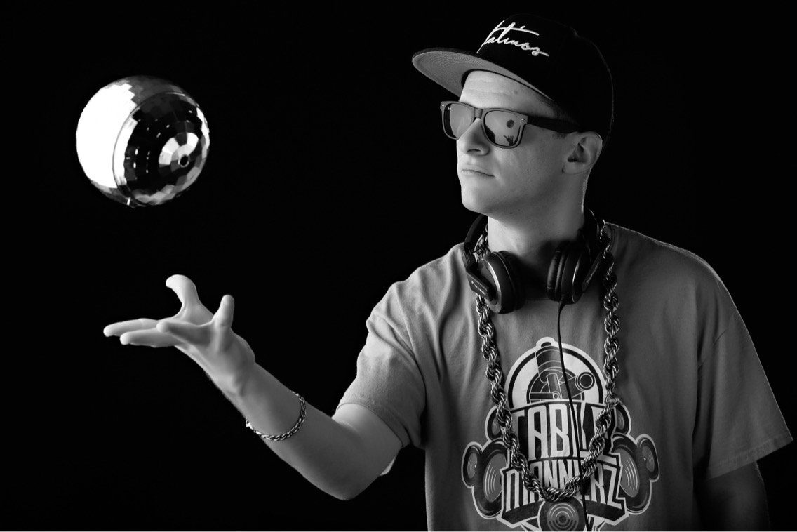 DJ Julz w disco ball